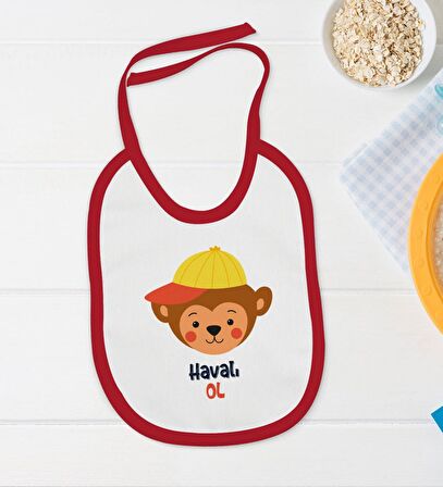 BK Kids Havalı Ol Tasarımlı Kırmızı Bebek Body Zıbın ve Mama Önlüğü Hediye Seti-1