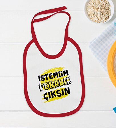 BK Kids İstemiim Fenalık Çıksın Tasarımlı Kırmızı Bebek Body Zıbın ve Mama Önlüğü Hediye Seti-1