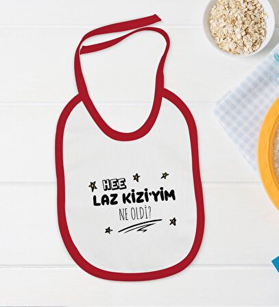 BK Kids Laz Kızıyım Tasarımlı Kırmızı Bebek Body Zıbın ve Mama Önlüğü Hediye Seti-1