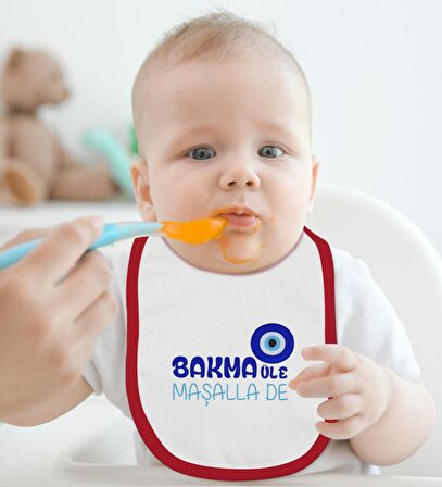 BK Kids Maşalla De Tasarımlı Kırmızı Bebek Body Zıbın ve Mama Önlüğü Hediye Seti-1