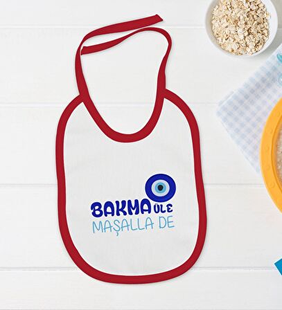 BK Kids Maşalla De Tasarımlı Kırmızı Bebek Body Zıbın ve Mama Önlüğü Hediye Seti-1