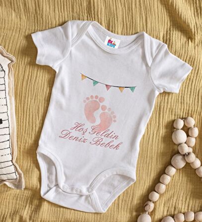 BK Kids Hoş Geldin Bebek Tasarımlı Beyaz Bebek Body Zıbın-4