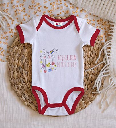 BK Kids Hoş Geldin Bebek Tasarımlı Kırmızı Bebek Body Zıbın-1