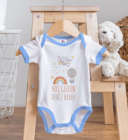 BK Kids Hoş Geldin Bebek Tasarımlı Mavi Bebek Body Zıbın-7