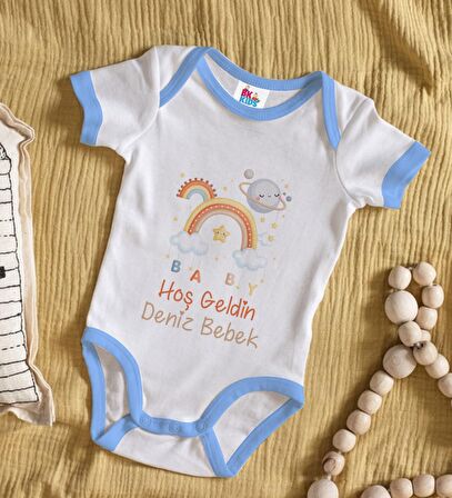 BK Kids Hoş Geldin Bebek Tasarımlı Mavi Bebek Body Zıbın-10