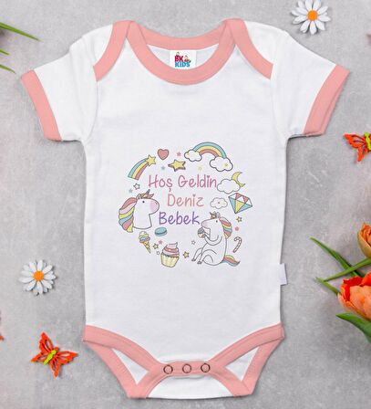 BK Kids Hoş Geldin Bebek Tasarımlı Pembe Bebek Body Zıbın-3