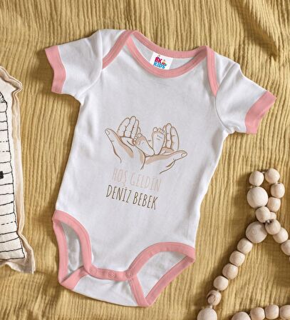 BK Kids Hoş Geldin Bebek Tasarımlı Pembe Bebek Body Zıbın-5