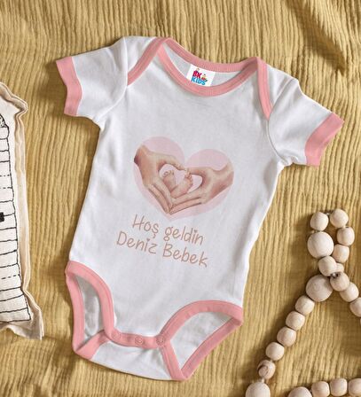 BK Kids Hoş Geldin Bebek Tasarımlı Pembe Bebek Body Zıbın-6