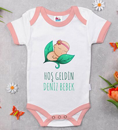 BK Kids Hoş Geldin Bebek Tasarımlı Pembe Bebek Body Zıbın-8