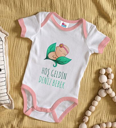 BK Kids Hoş Geldin Bebek Tasarımlı Pembe Bebek Body Zıbın-8