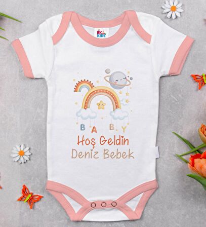 BK Kids Hoş Geldin Bebek Tasarımlı Pembe Bebek Body Zıbın-10