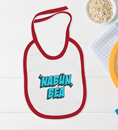 BK Kids Nabüün Bea Tasarımlı Kırmızı Bebek Body Zıbın ve Mama Önlüğü Hediye Seti-1