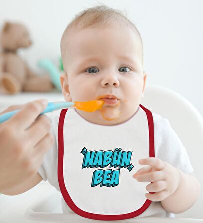 BK Kids Nabüün Bea Tasarımlı Kırmızı Bebek Body Zıbın ve Mama Önlüğü Hediye Seti-1