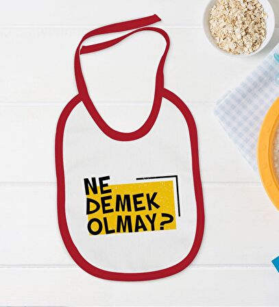 BK Kids Ne Demek Olmay Tasarımlı Kırmızı Bebek Body Zıbın ve Mama Önlüğü Hediye Seti-1