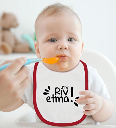 BK Kids Riv Riv Etma Tasarımlı Kırmızı Bebek Body Zıbın ve Mama Önlüğü Hediye Seti-1