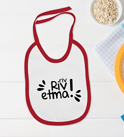 BK Kids Riv Riv Etma Tasarımlı Kırmızı Bebek Body Zıbın ve Mama Önlüğü Hediye Seti-1