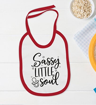 BK Kids Sassy Little Soul Tasarımlı Kırmızı Bebek Body Zıbın ve Mama Önlüğü Hediye Seti-1