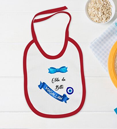 BK Kids Sünnet Tasarımlı Kırmızı Bebek Body Zıbın ve Mama Önlüğü Hediye Seti-1