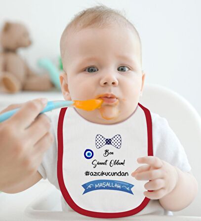BK Kids Sünnet Tasarımlı Kırmızı Bebek Body Zıbın ve Mama Önlüğü Hediye Seti-2