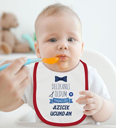 BK Kids Sünnet Tasarımlı Kırmızı Bebek Body Zıbın ve Mama Önlüğü Hediye Seti-5