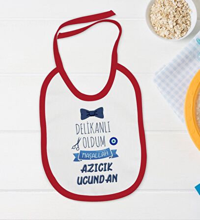 BK Kids Sünnet Tasarımlı Kırmızı Bebek Body Zıbın ve Mama Önlüğü Hediye Seti-5