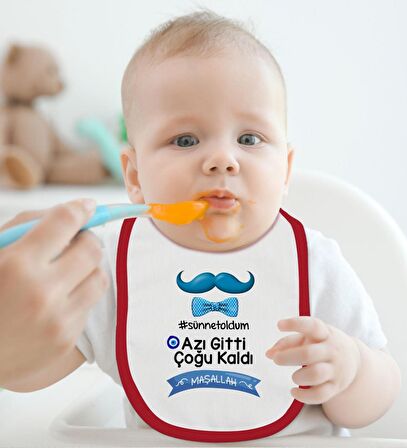 BK Kids Sünnet Tasarımlı Kırmızı Bebek Body Zıbın ve Mama Önlüğü Hediye Seti-7