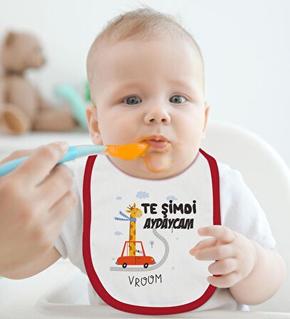 BK Kids Te Şimdi Tasarımlı Kırmızı Bebek Body Zıbın ve Mama Önlüğü Hediye Seti-1