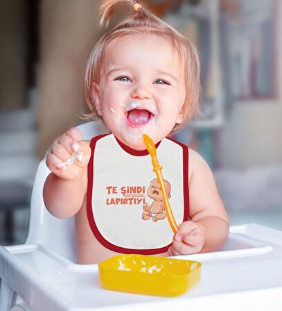 BK Kids Te Şindi Koparacam Tasarımlı Kırmızı Bebek Body Zıbın ve Mama Önlüğü Hediye Seti-1