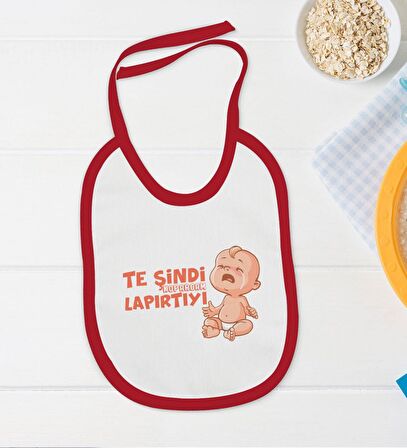 BK Kids Te Şindi Koparacam Tasarımlı Kırmızı Bebek Body Zıbın ve Mama Önlüğü Hediye Seti-1