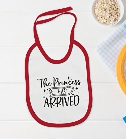 BK Kids Princess Has Arrived Tasarımlı Kırmızı Bebek Body Zıbın ve Mama Önlüğü Hediye Seti-1