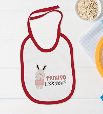 BK Kids Trakya Kızçesi Tasarımlı Kırmızı Bebek Body Zıbın ve Mama Önlüğü Hediye Seti-1