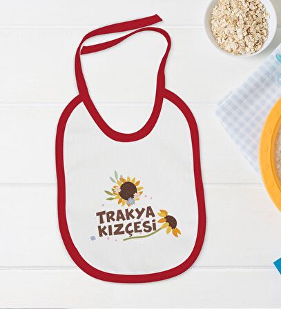 BK Kids Trakya Kızçesi Tasarımlı Kırmızı Bebek Body Zıbın ve Mama Önlüğü Hediye Seti-2