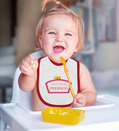 BK Kids Trakyanın Prensesi Tasarımlı Kırmızı Bebek Body Zıbın ve Mama Önlüğü Hediye Seti-1