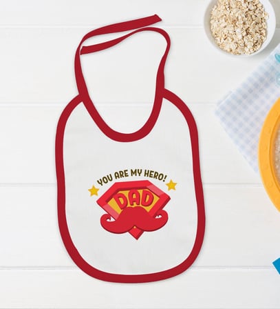 BK Kids You Are My Hero Dad Tasarımlı Kırmızı Bebek Body Zıbın ve Mama Önlüğü Hediye Seti-1