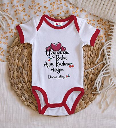 BK Kids Kişiye Özel Aynı Kadına Aşığız Tasarımlı Kırmızı Bebek Body Zıbın-2