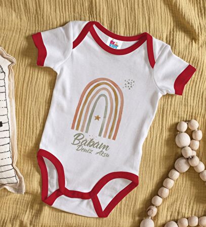 BK Kids Kişiye Özel Babam Tasarımlı Kırmızı Bebek Body Zıbın-1