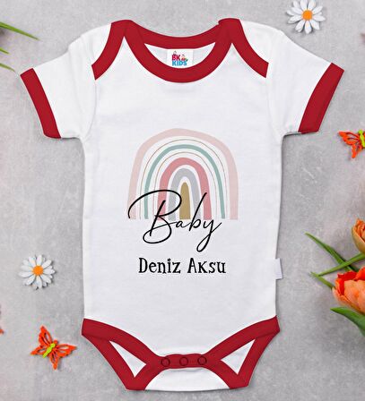 BK Kids Kişiye Özel Baby Tasarımlı Kırmızı Bebek Body Zıbın-1
