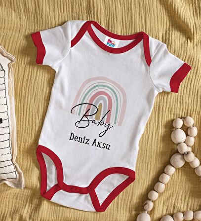BK Kids Kişiye Özel Baby Tasarımlı Kırmızı Bebek Body Zıbın-1