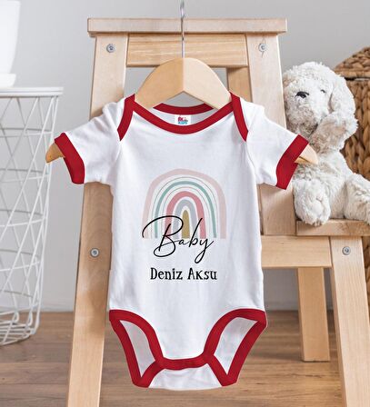 BK Kids Kişiye Özel Baby Tasarımlı Kırmızı Bebek Body Zıbın-1