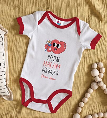 BK Kids Kişiye Özel Halam Bir Başka Tasarımlı Kırmızı Bebek Body Zıbın-1