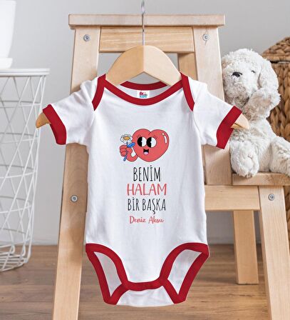 BK Kids Kişiye Özel Halam Bir Başka Tasarımlı Kırmızı Bebek Body Zıbın-1