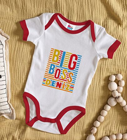BK Kids Kişiye Özel Big Boss Tasarımlı Kırmızı Bebek Body Zıbın-1