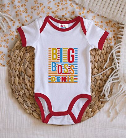 BK Kids Kişiye Özel Big Boss Tasarımlı Kırmızı Bebek Body Zıbın-1