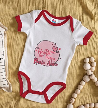 BK Kids Kişiye Özel Halam Bir Başka Tasarımlı Kırmızı Bebek Body Zıbın-1