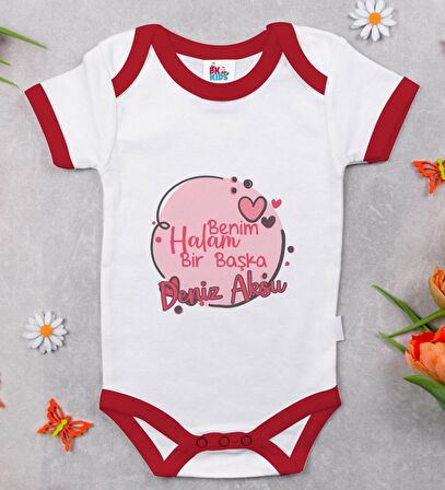 BK Kids Kişiye Özel Halam Bir Başka Tasarımlı Kırmızı Bebek Body Zıbın-1