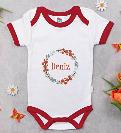 BK Kids Kişiye Özel Harfli İsimli Kırmızı Bebek Body Zıbın-4