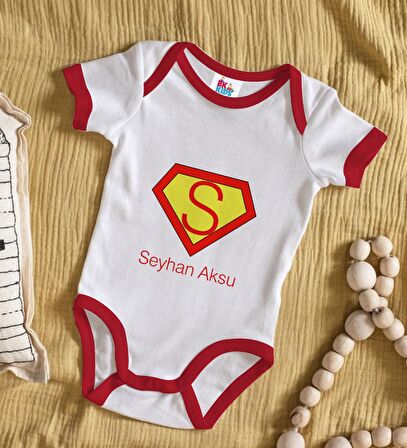 BK Kids Kişiye Özel Harfli Kırmızı Bebek Body Zıbın