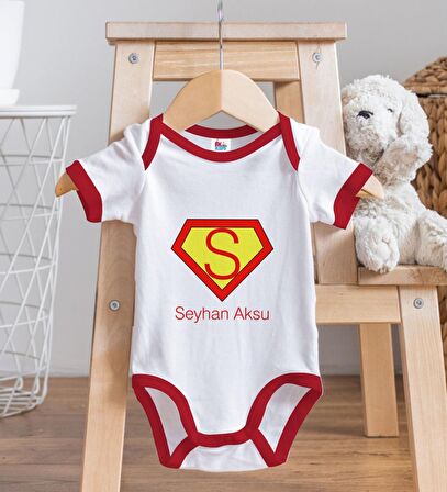 BK Kids Kişiye Özel Harfli Kırmızı Bebek Body Zıbın