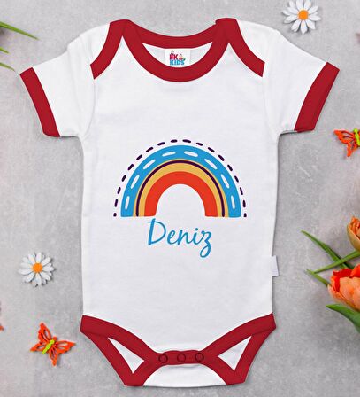 BK Kids Kişiye Özel İsimli Kırmızı Bebek Body Zıbın-2