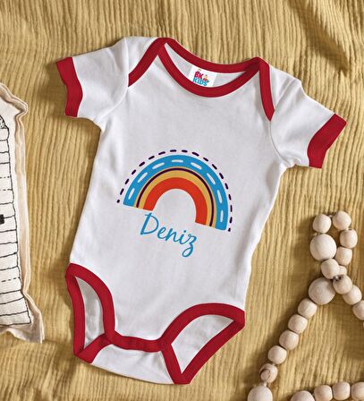 BK Kids Kişiye Özel İsimli Kırmızı Bebek Body Zıbın-2
